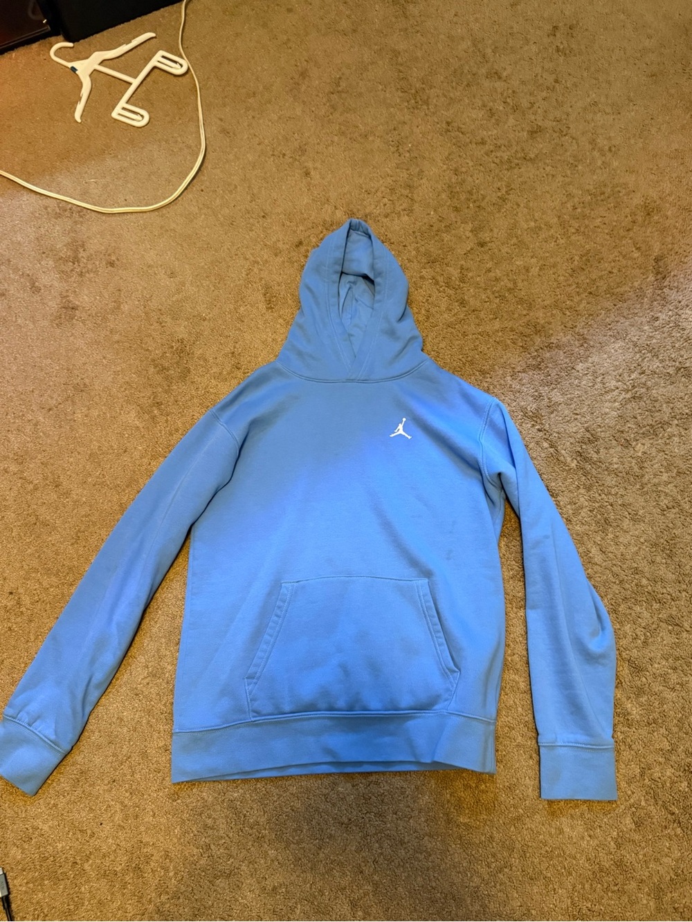 Jordan youth  fleece pullover and pant set with Red Jumpman on Light Blue Fabric